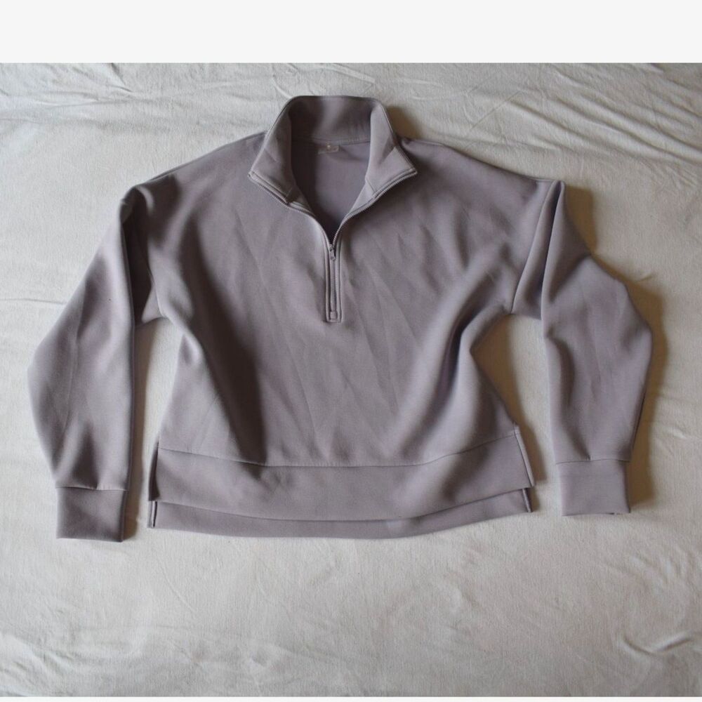 CALIA Soft Scuba 1/4 Zip Cropped Pullover _Froster Lilac